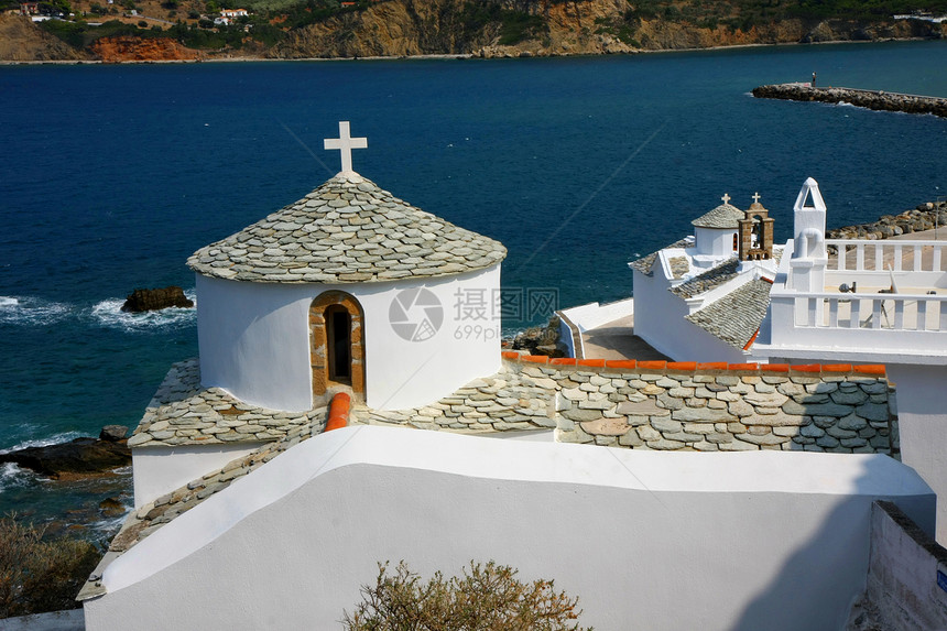 教会旅游房屋沉降旅行文化历史蓝色白色宗教梯田图片