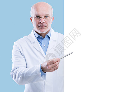有签名的医生标语男人工作服医学白色职业实验空白水平制服空白的高清图片素材