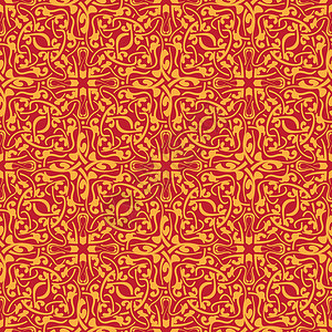 橙色无缝花纹花卉艺术墙纸装饰品插图丝绸壁纸背景图片