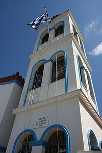 教会旅行天空白色建筑宗教假期蓝色建筑学背景图片