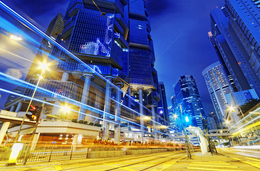 香港现代城市高速交通量车辆景观旅游旅行立交桥夜景速度建筑市中心踪迹图片