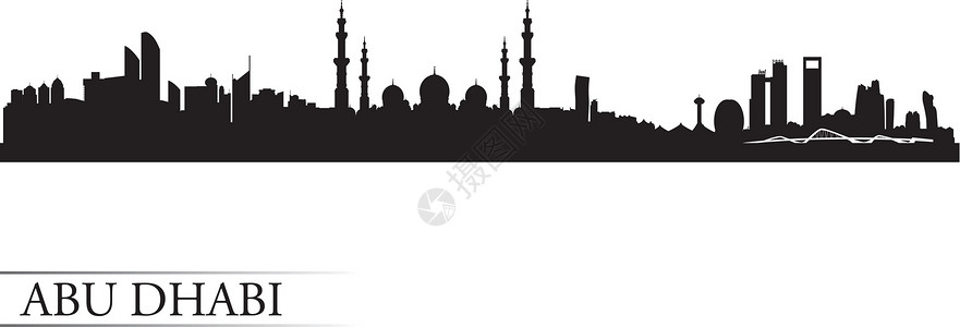 阿布扎比市天线环影背景支撑港口摩天大楼旅行市中心建筑海报房屋景观明信片插画