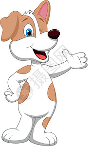 狗狗漫画挥动手的可爱狗狗卡通画展示毛皮插图荒野吉祥物婴儿绘画小狗宠物玩具设计图片