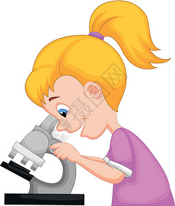 使用显显微镜的年轻女孩背景图片