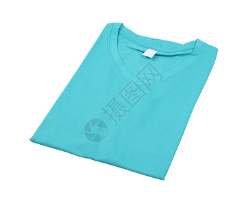 分离的折叠T恤衫蓝色服饰销售棉布纺织品领口内衣服装衣服衬衫背景图片