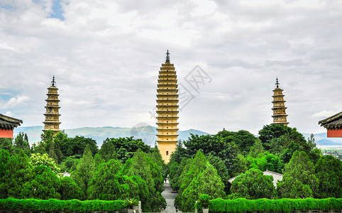 重建中国云南省达利的宋朝镇木头遗产风景文化天空王朝建筑历史村庄旅行背景图片