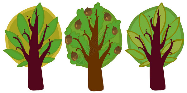 三个卡通树的插图背景图片