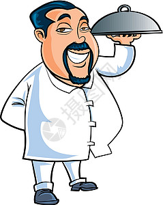 做饭的中国餐饮服务员服务盘子款待职业食物背景图片