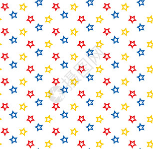 星星无缝模式红色插图荣耀网络派对织物纺织品黄色墙纸白色背景图片