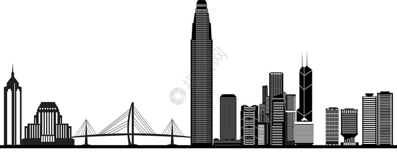 景观桥香港天线建造插图宗教场景建筑黑色天空房子建筑学地标插画