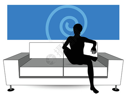 坐在沙发上人沙发上的人的脚影白色照明设备草图客厅休闲艺术家具黑色活动设计图片