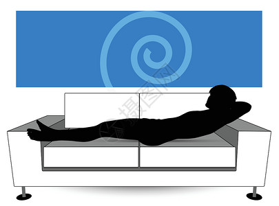 躺在沙发上人沙发上的人的脚影白色设备插图女性公寓照明对象休闲草图男人设计图片
