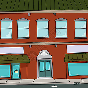 卡通大楼街道插图建筑学窗户店铺场景建筑写意卡通片手绘背景图片