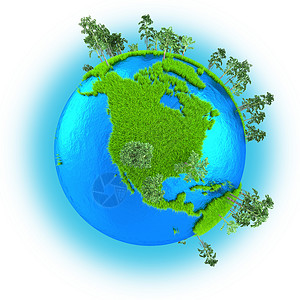 北美洲在地球上的星球上行星环境绿色插图生物生态植物群全球白色蓝色背景图片
