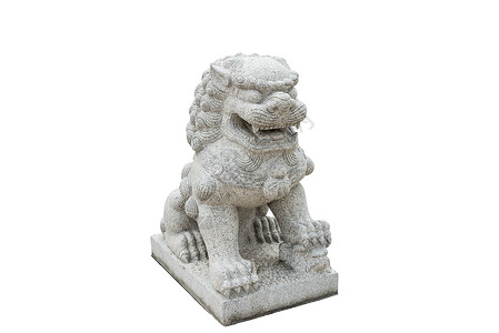 中国皇帝狮子雕像 白背景孤立无援文化宗教传统艺术建筑学白色监护人石头寺庙历史背景图片