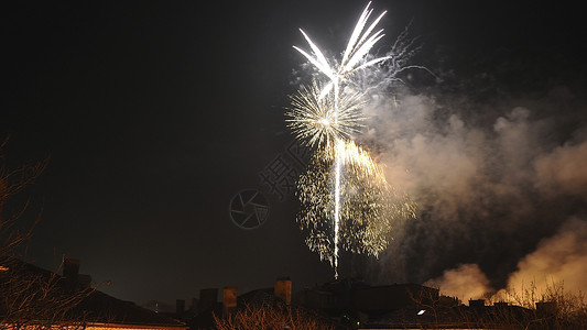 烟花庆典幸福新年天空背景图片