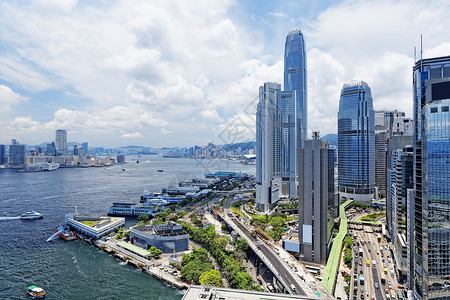 香港渡船蓝色旅行全景景观建筑学天空办公室建筑商业文化高清图片素材