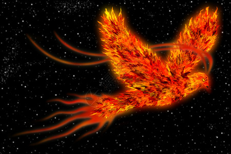 火焰翅膀凤凰在空间艺术背景中背景