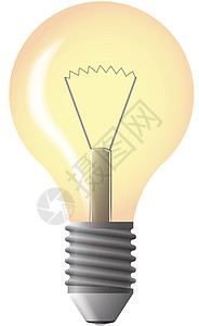 灯泡黄色矢量插图玻璃辉光力量照明亮度白炽灯活力白色背景图片