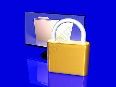 电脑锁屏安全文件宽屏锁定密码文档薄膜地下室挂锁屏幕隐私档案背景