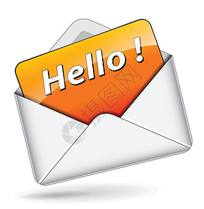 矢量 Hello 消息插图居住白色电子邮件信封邮件橙子互联网背景图片
