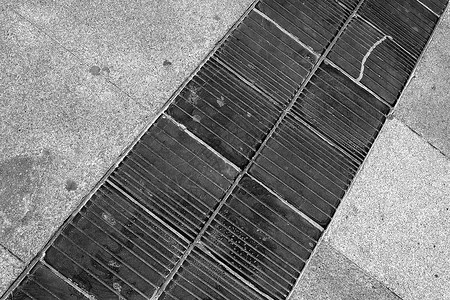 以简单模式显示的标志瓷砖街道大理石混凝土板黑与白线条正方形灰色路面背景图片