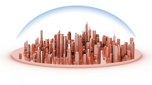 白色模拟城市玻璃穹顶的白色模型背景