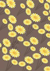 鲜花模式墙纸花园黄色棕色装饰植物群动物群风格叶子植物背景图片