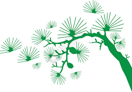 松木树薄雾文化松树绘画叶子插图绿色起重机背景图片