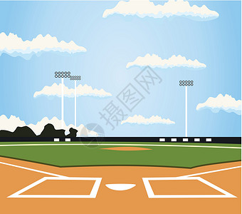 垒球草地运动天空艺术守场员插图团队青少年体育场棒球背景图片