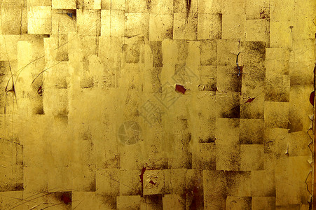 金金抽象背景棕色水泥奢华辉光正方形信仰金子墙纸金叶子黄色背景图片