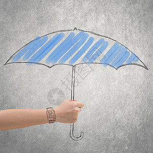 保护伞的素材持有伞式保护伞 防水概念背景