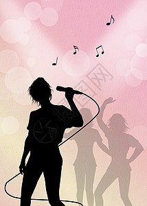 演唱会中的歌手音乐会摇滚女士插图音乐麦克风青少年岩石唱歌乐趣背景图片