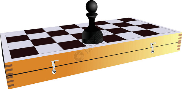 象棋碎片 - 棋盘上的黑当子 矢量插图高清图片