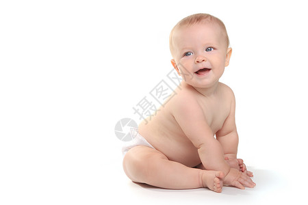 白背景的快乐可爱宝贝儿新生婴儿姿势白色孩子女儿男性女性投标皮肤背景