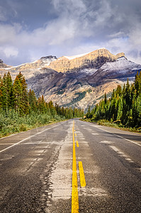 加拿大石礁冰田停车场道路的景观图景背景图片
