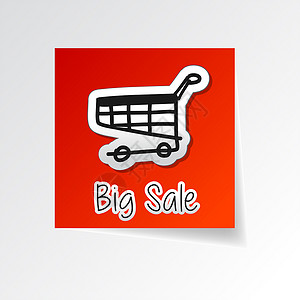 大额销售 配有购物车牌 贴纸标签网页设计高清图片素材