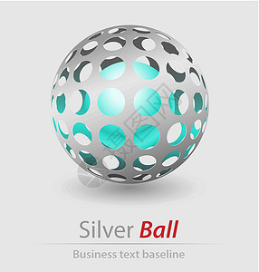 秋银银球优雅的图标金属艺术品品牌电脑阴影矢量灰色网站创造力浮雕插画