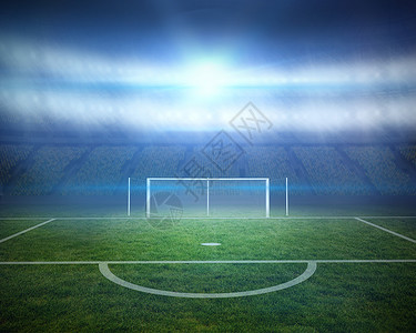 球场足球赛和球门柱闲暇世界运动聚光灯沥青杯子数字绿色插图绘图背景图片
