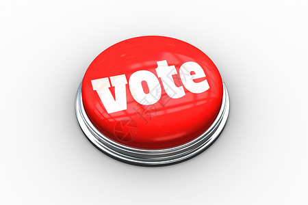 在数字生成的红色按键上投票绘图表决力量一个字公民控制选举计算机插图义务背景