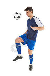 blue蓝球球踢球足球运动员Blue Jersey踢球运动服闲暇团队男性杯子球衣播放器男人齿轮蓝色背景