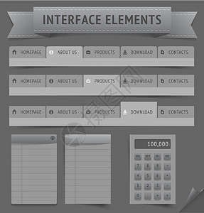 用户界面元素软件控制笔记导航按钮计算器记事本贴纸电脑网络背景图片