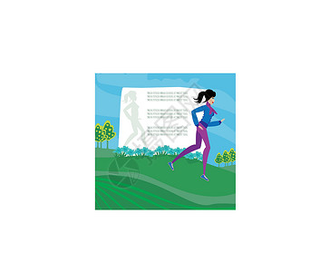 春天跑步女孩慢跑女孩 带文字空间的抽象框架设计图片