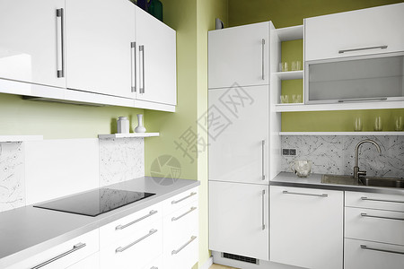 白色的简易厨房Name房地产橱柜家居水平建筑学绿色果色抽屉家具家庭背景图片