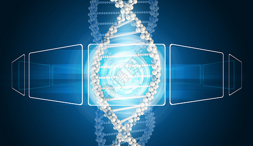 具有透明矩形和光环的DNA模型背景图片