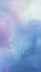 返家油画蓝色紫色帆布质感粉色精神梦幻背景图片