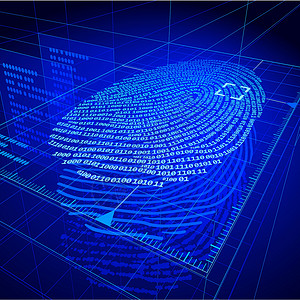 指纹编码身份证审查系统医疗蓝色身份控制扫描仪法医学背景图片