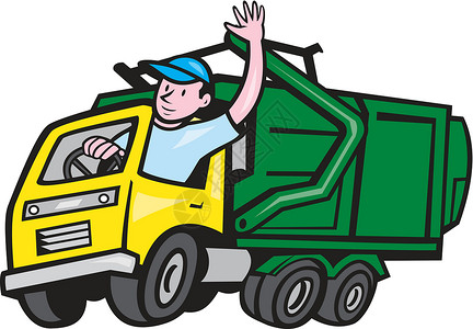 瓦文卡通车司机运输车辆货运送货工业废物插图卡车管理垃圾背景图片