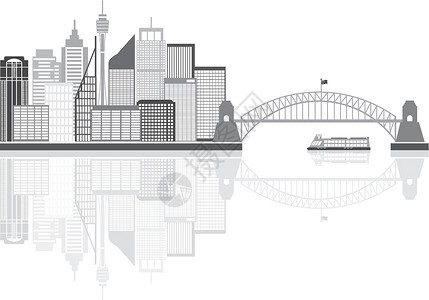 澳大利亚桥悉尼 澳大利亚天线灰度说明插画