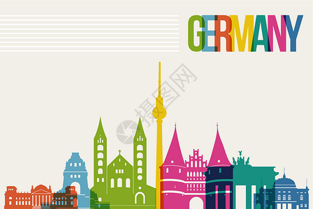 世界标志性建筑德国旅行目的地标志性地标的天线背景设计图片